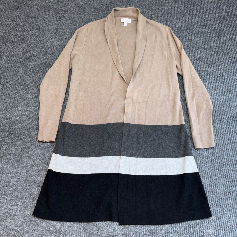Belle by Kim Gravel Colorblock Cardigan Khaki Black‎ Open Front XXS